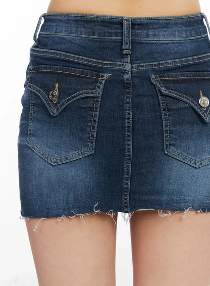 Classic Frayed Hem Denim Mini Skirt CM516