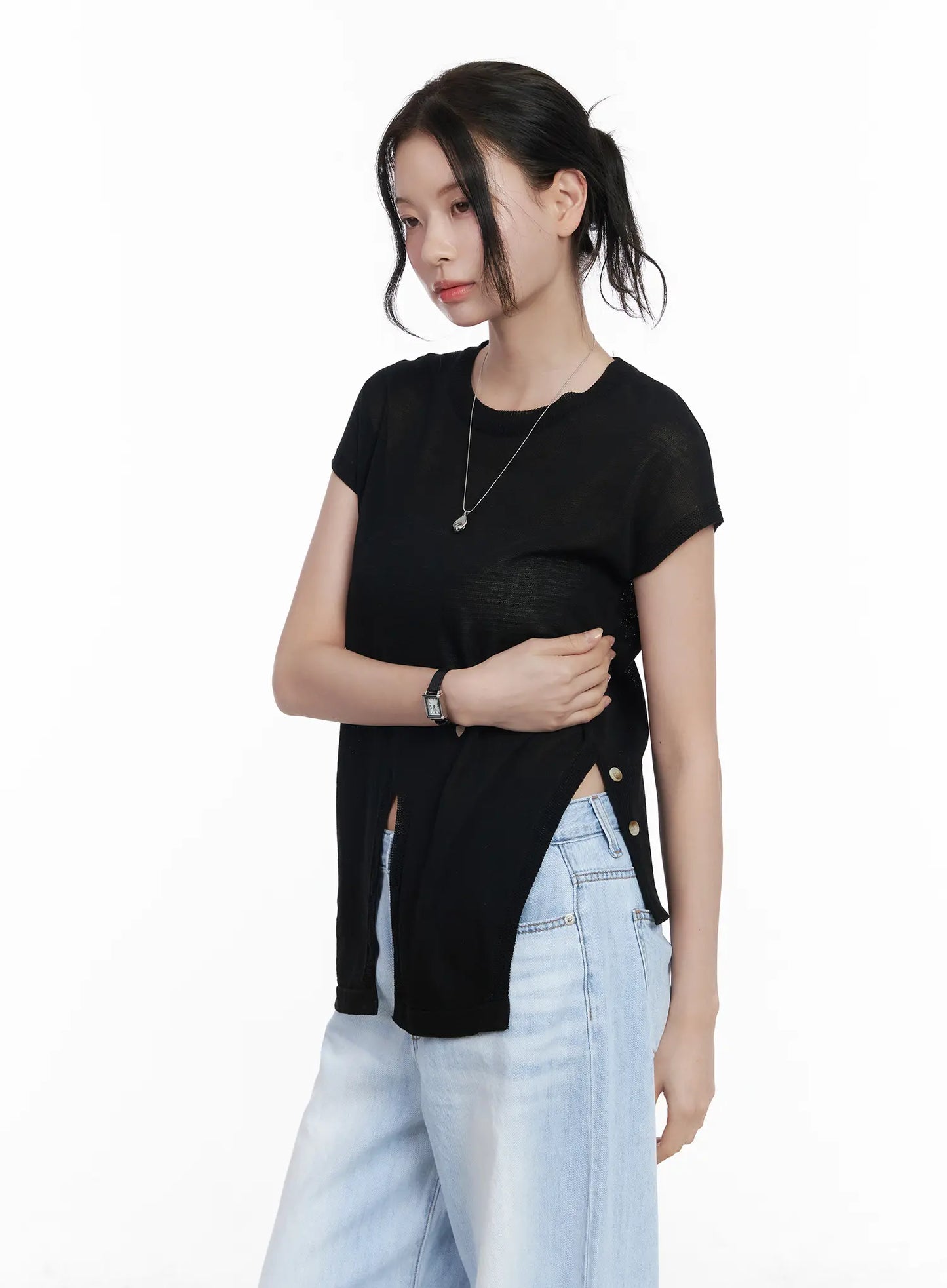 Chic Draped Short Sleeve Knit Top CA510