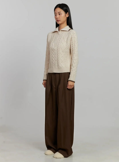 Brown Pleated Slacks IJ505