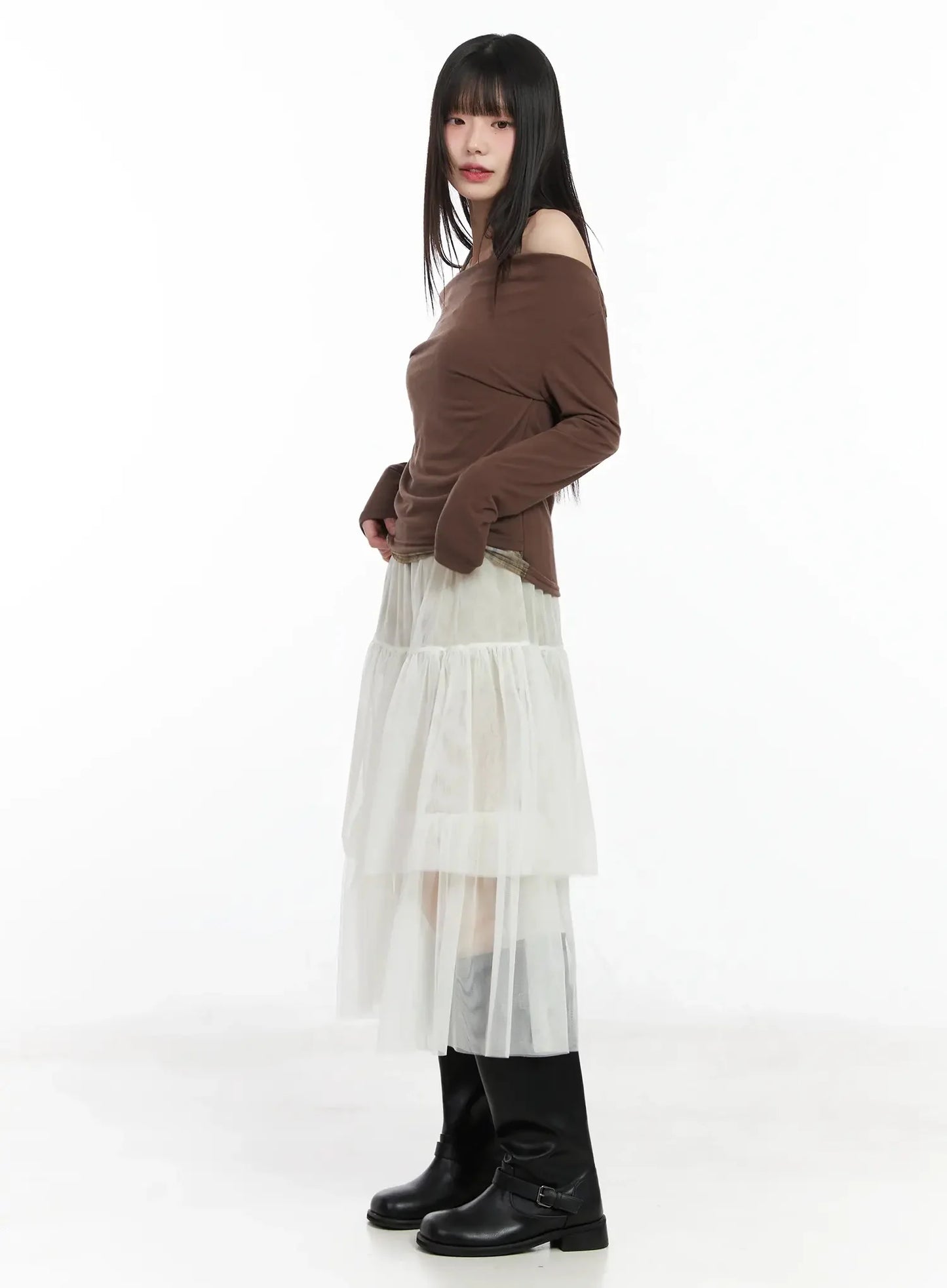 Chiffon Layered Midi Skirt IM523