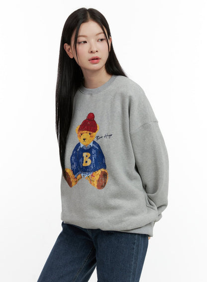 Bear Graphic Crewneck Sweatshirt ON408