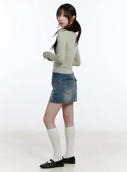 Casual High-Waisted Denim Mini Skirt CA502