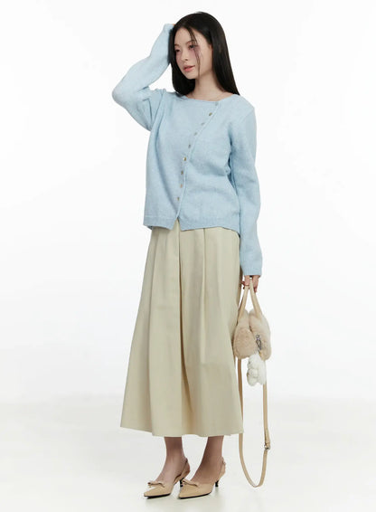 Asymmetrical Button Long Cardigan F502