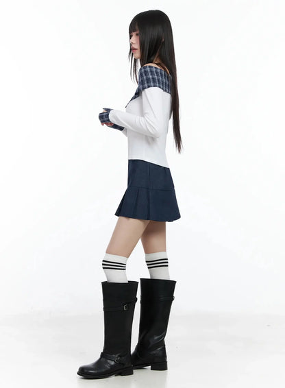 Casual Pleated Mini Skirt IM523