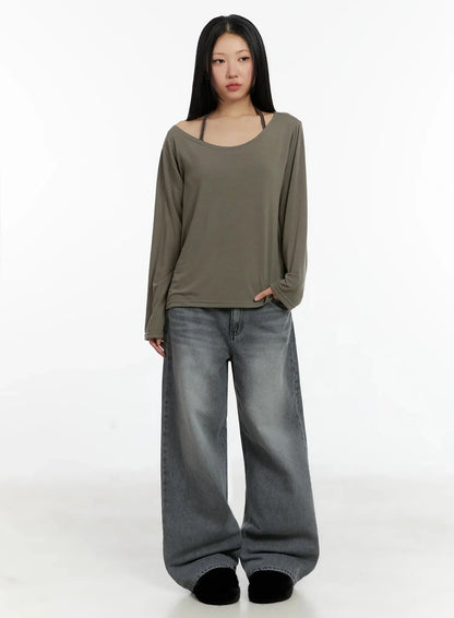 Casual Fleece Loose Fit Long Sleeve Tee ID526