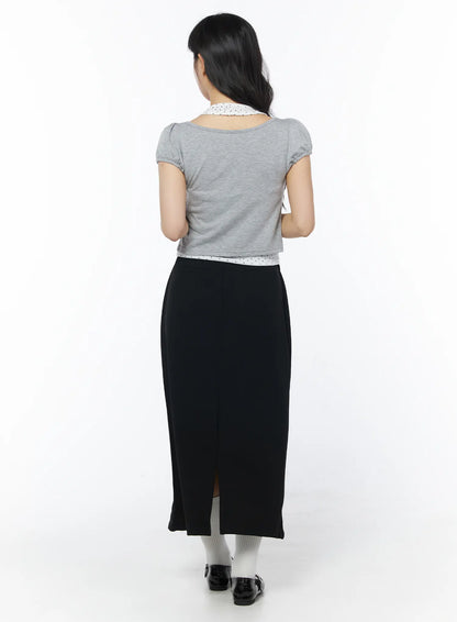 Back Slit Straight Maxi Skirt CD805