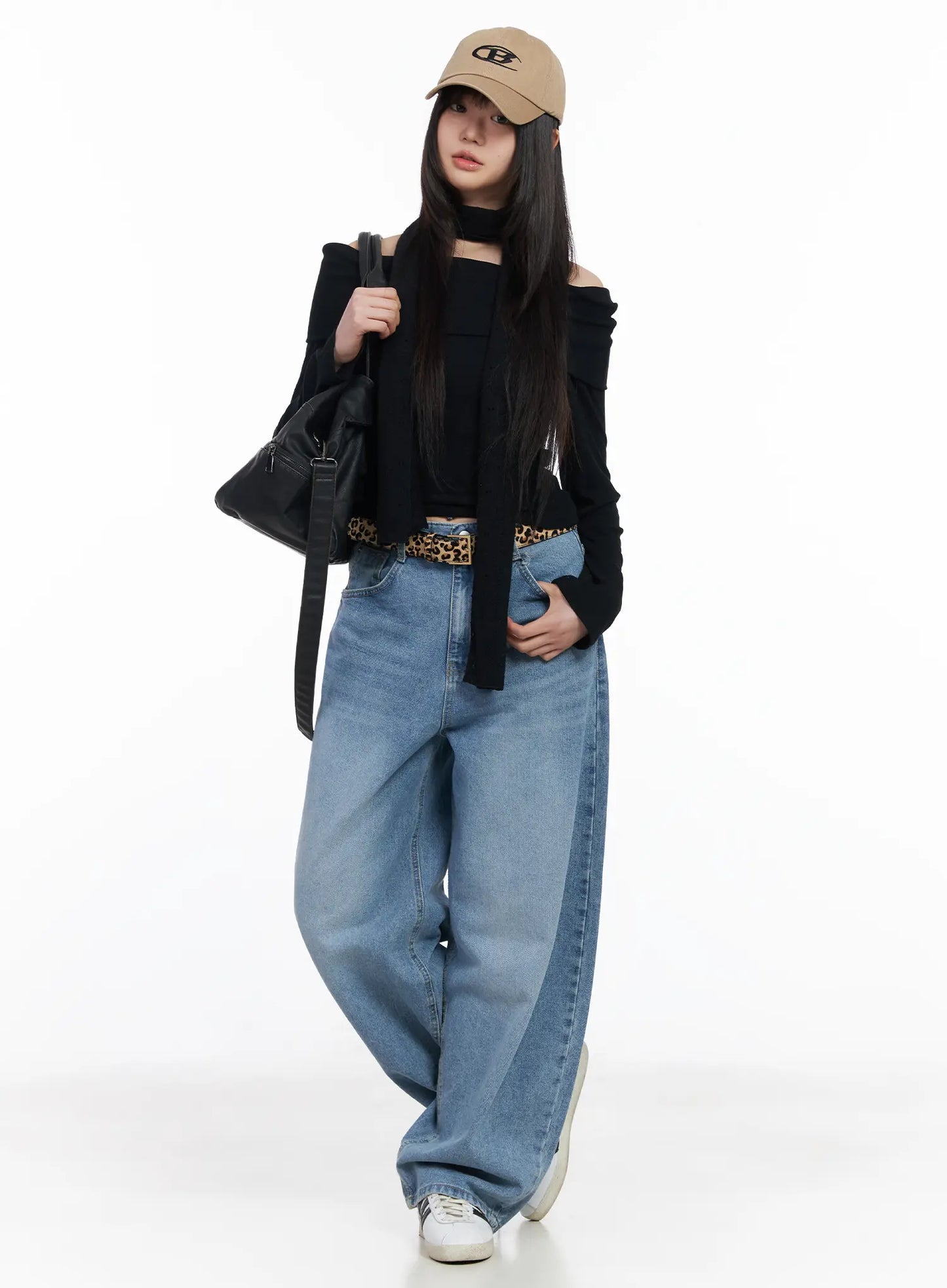 Basic Off-Shoulder Ribbed Long Sleeve Top CM512