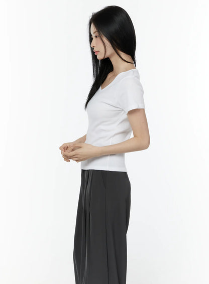 Casual V-Neck Cotton Tee IU503