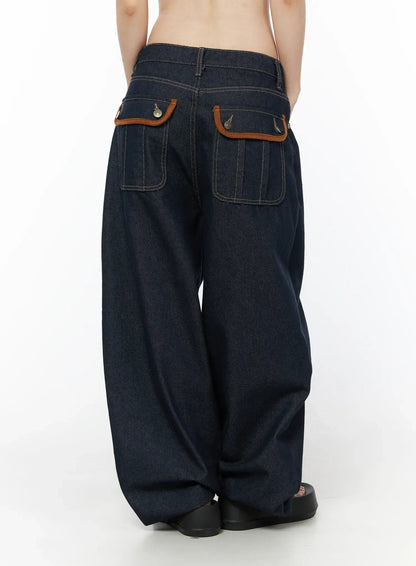 Bellamy Non-Fade Pocket Baggy Jeans CU511