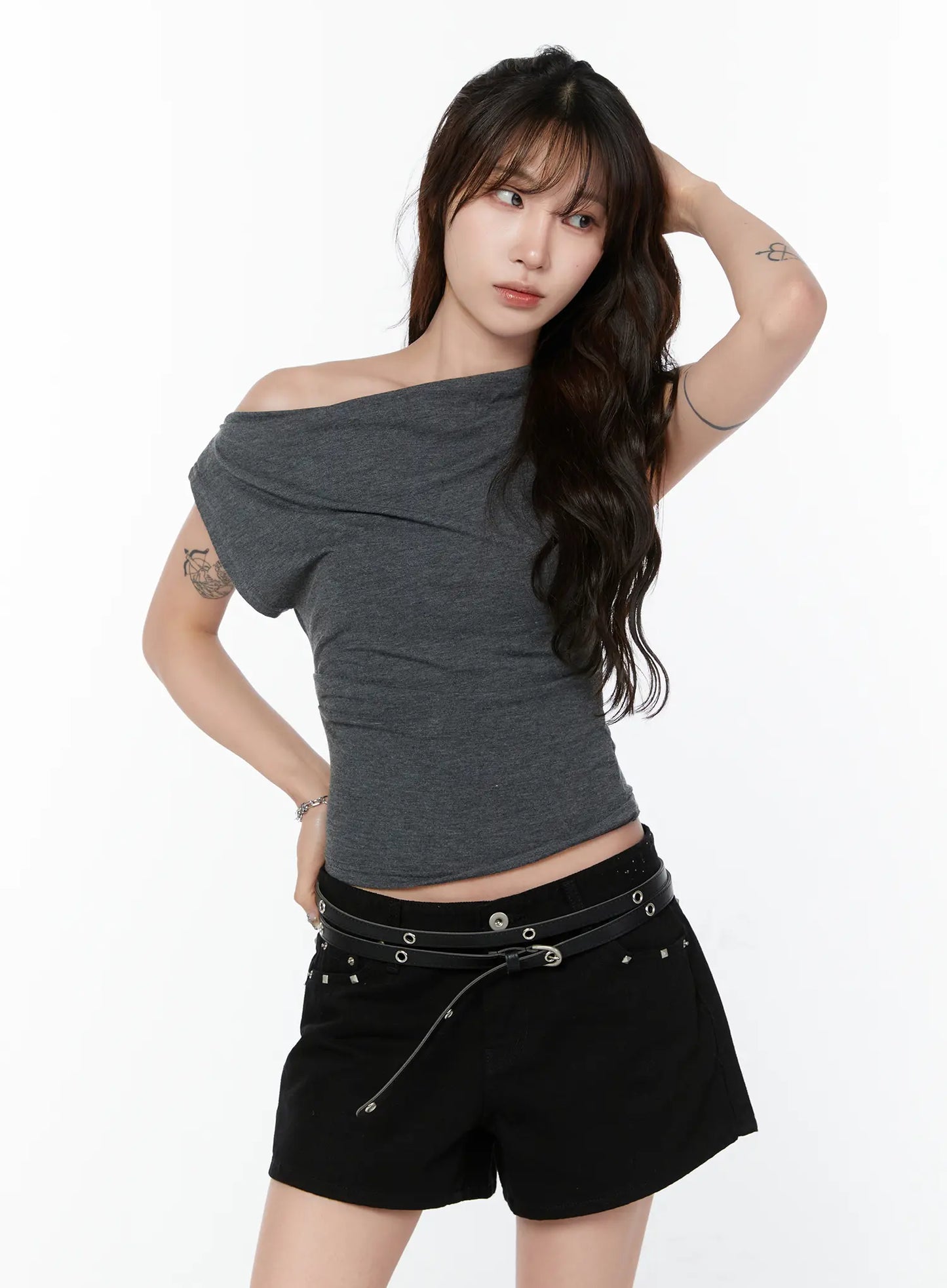 Asymmetric Off-Shoulder Tee CY514