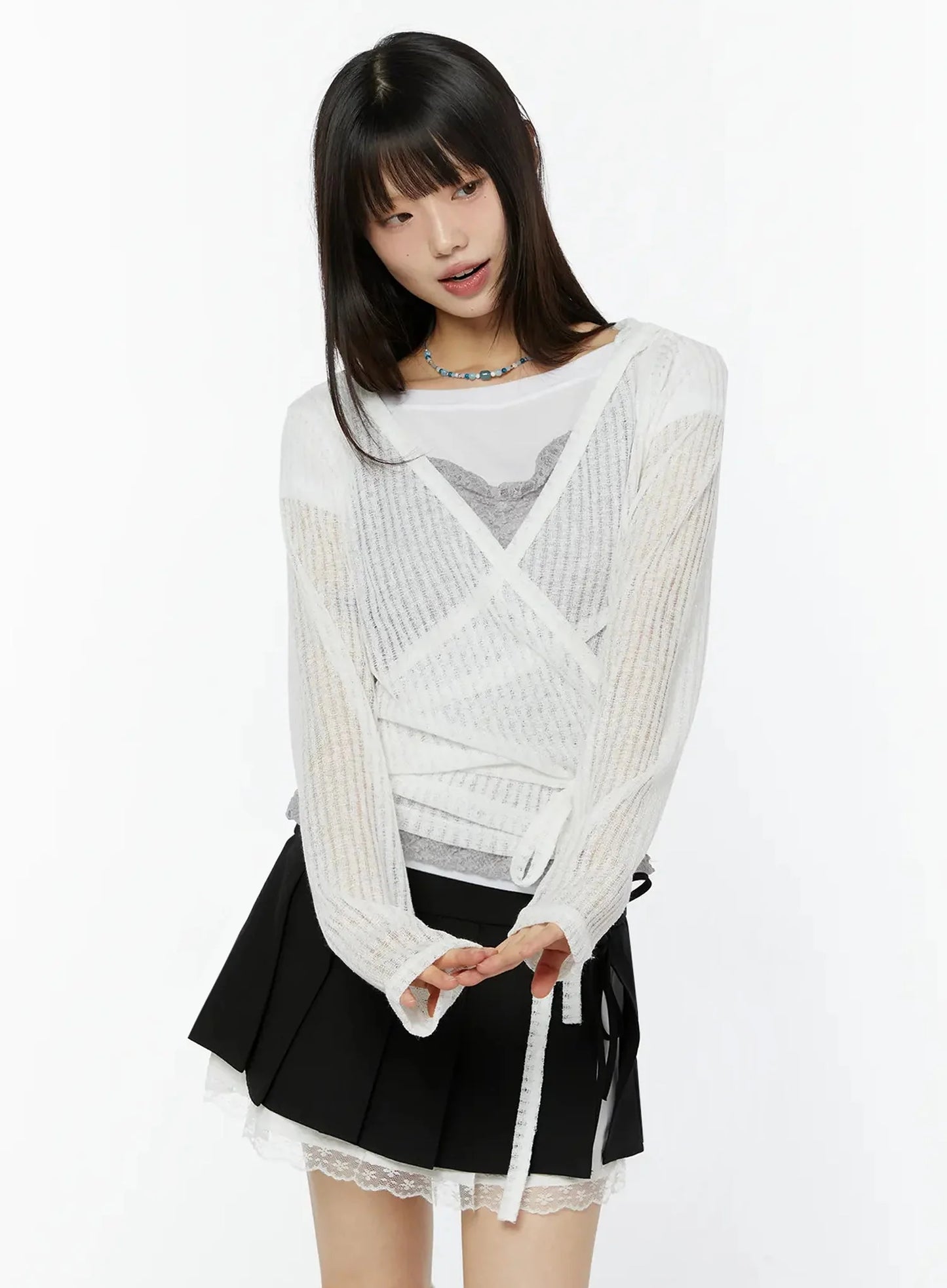 Chic Lace Wrap Hoodie Cardigan IU518