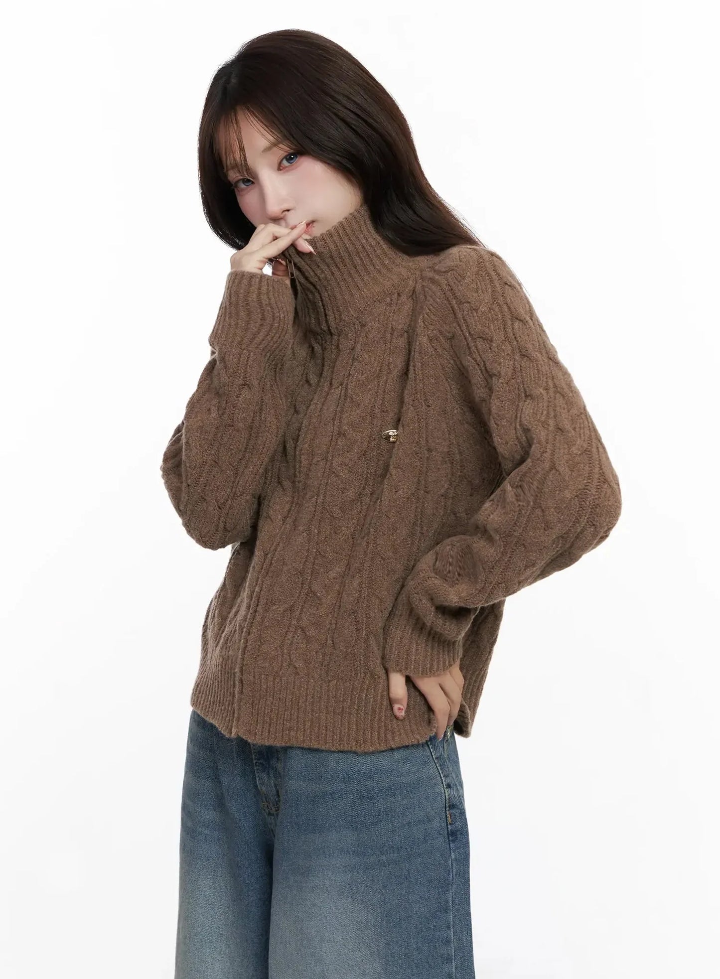 Cable Knit Zip-Up Jacket IN525