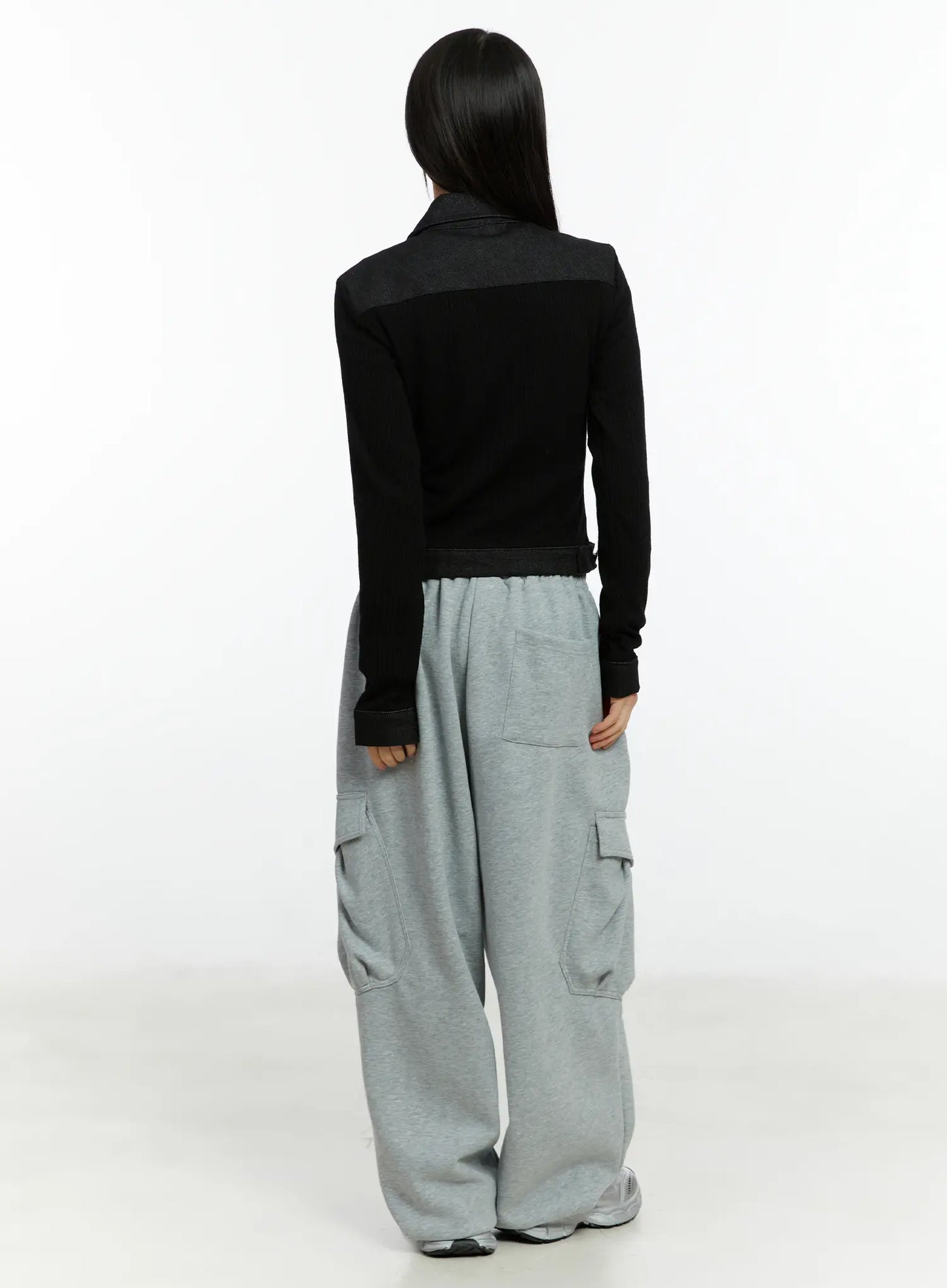 Button Wide Leg Cargo Sweatpants CF509