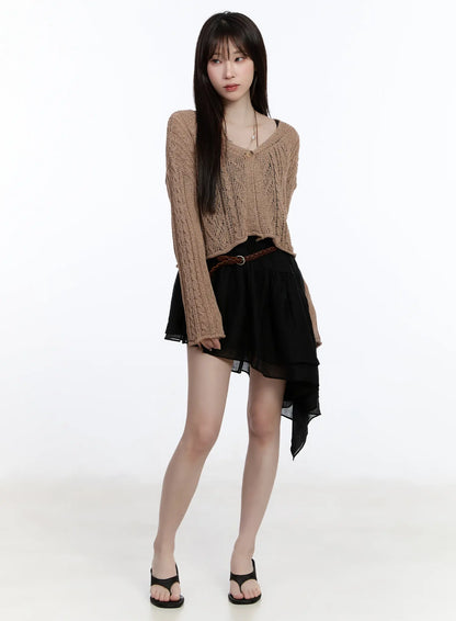 Asymmetric Hem Chiffon Mini Dress CA501
