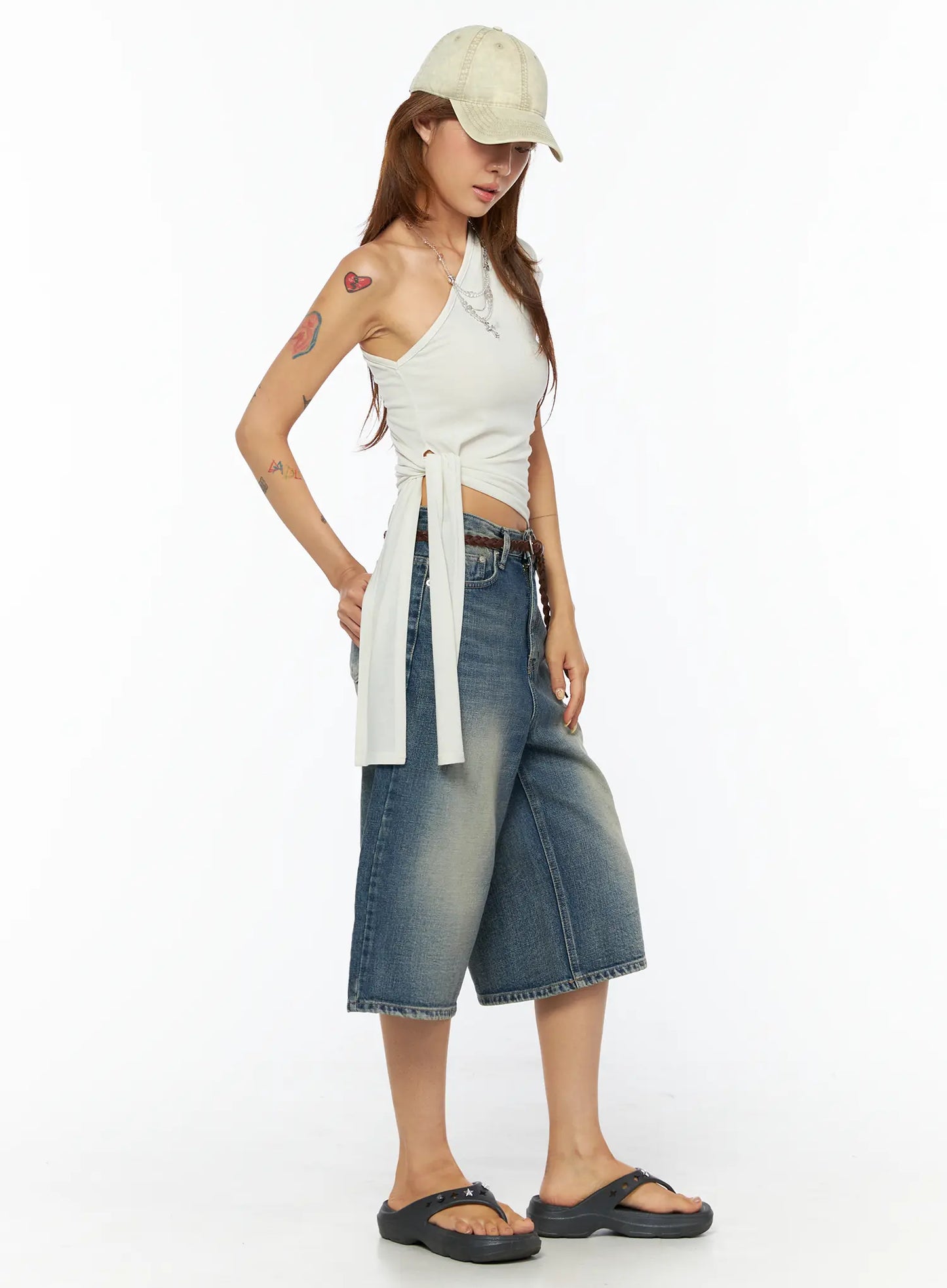 Asymmetric One-Shoulder Tie Top CU517
