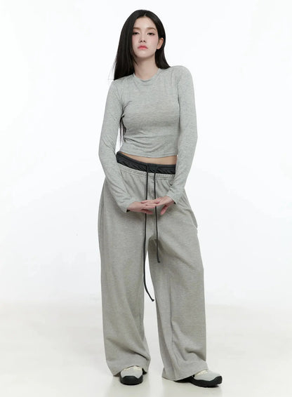 Casual Long Sleeve Crop Tee IO527