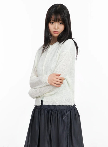 Basic Crew Neck Cardigan IA523