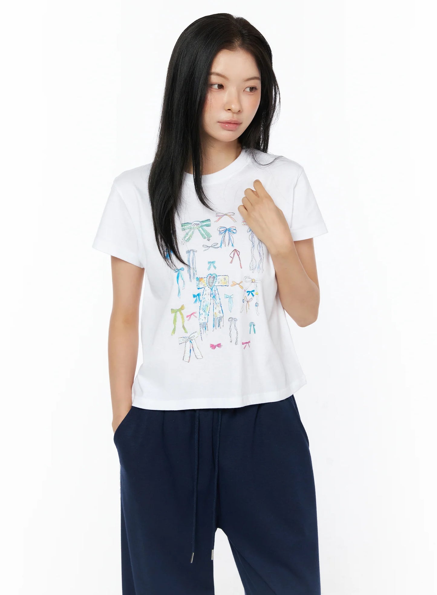 Bow Print Graphic Tee IU516