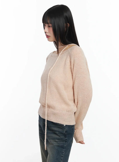 Chic Off-Shoulder Knit Sweater and Thin Scarf Set F517