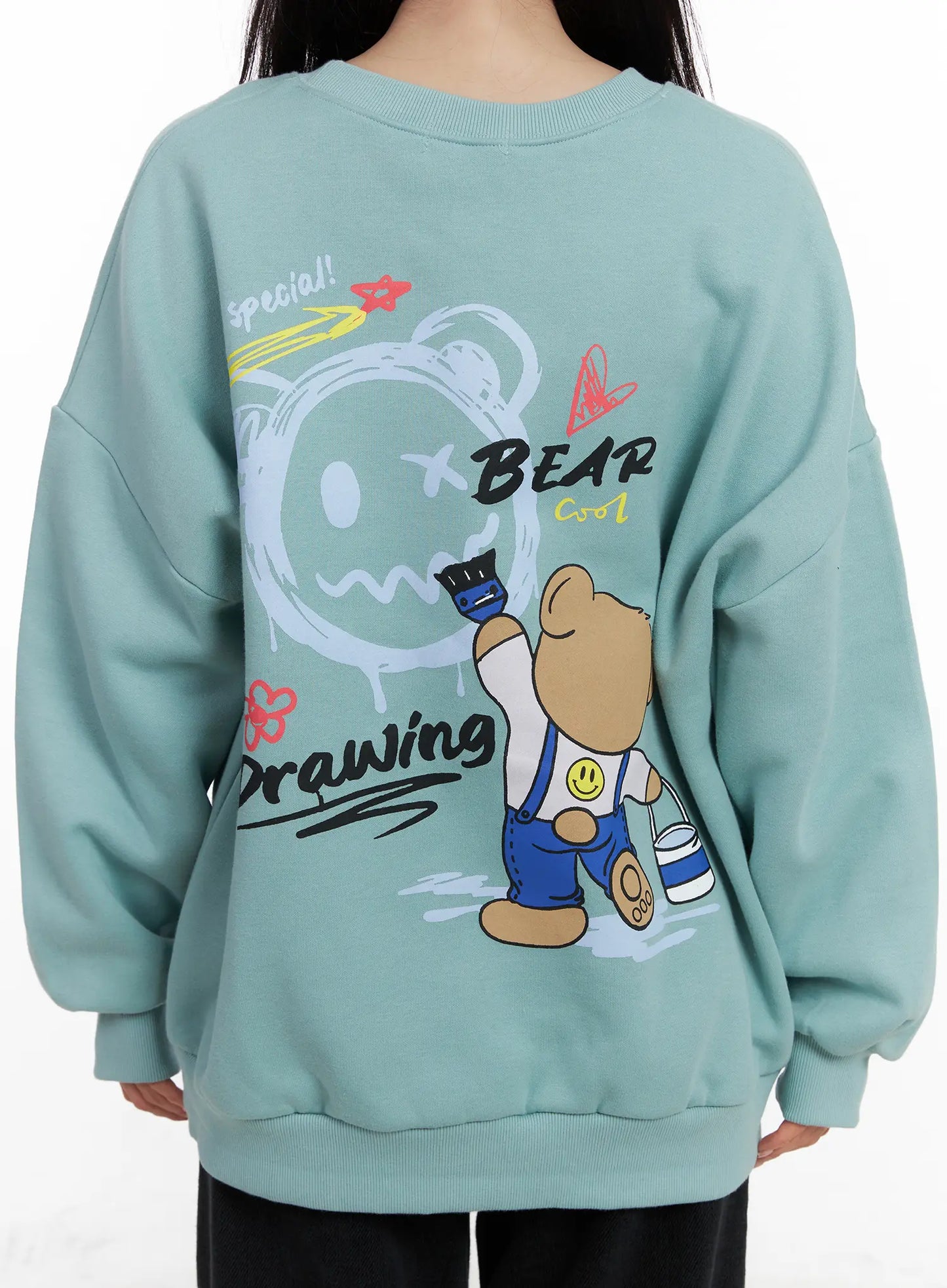Bear Graphic Oversized Sweatshirt CN527