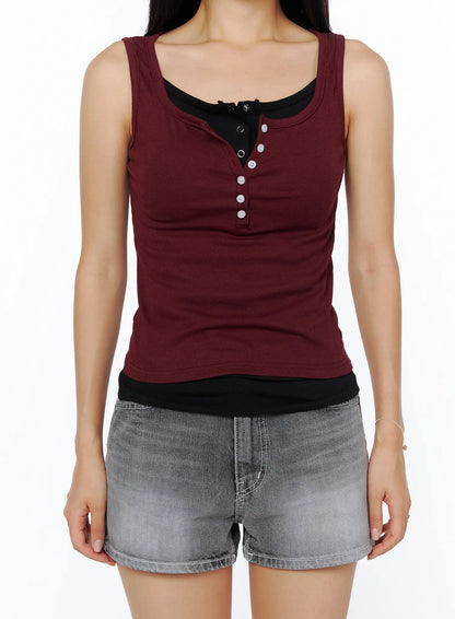 Basic Button Tank Top CU515