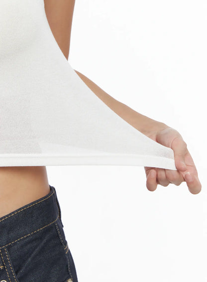 Basic Bock Neck Crop Tank CJ512