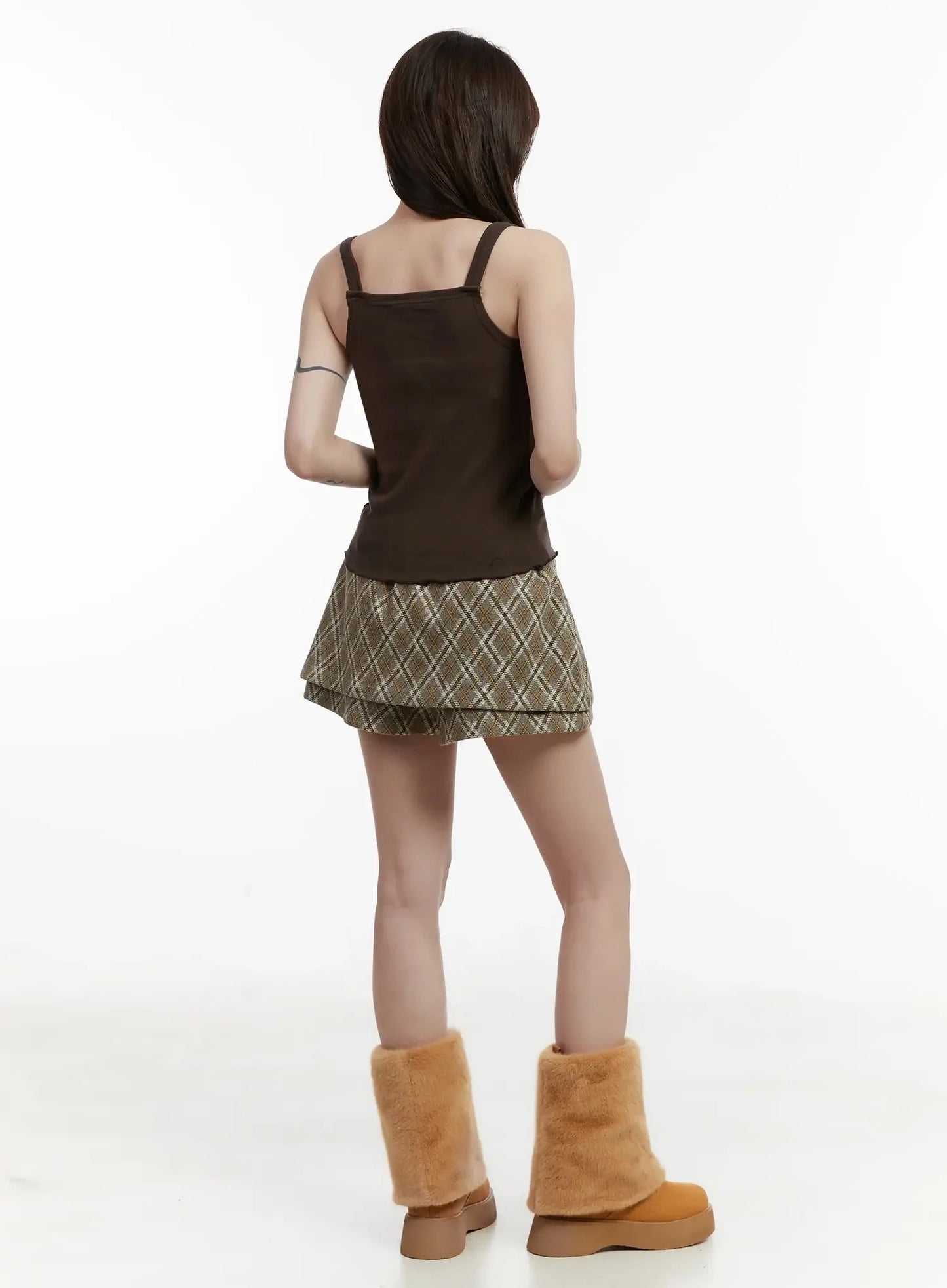 Checkered Pleats Skort IJ521