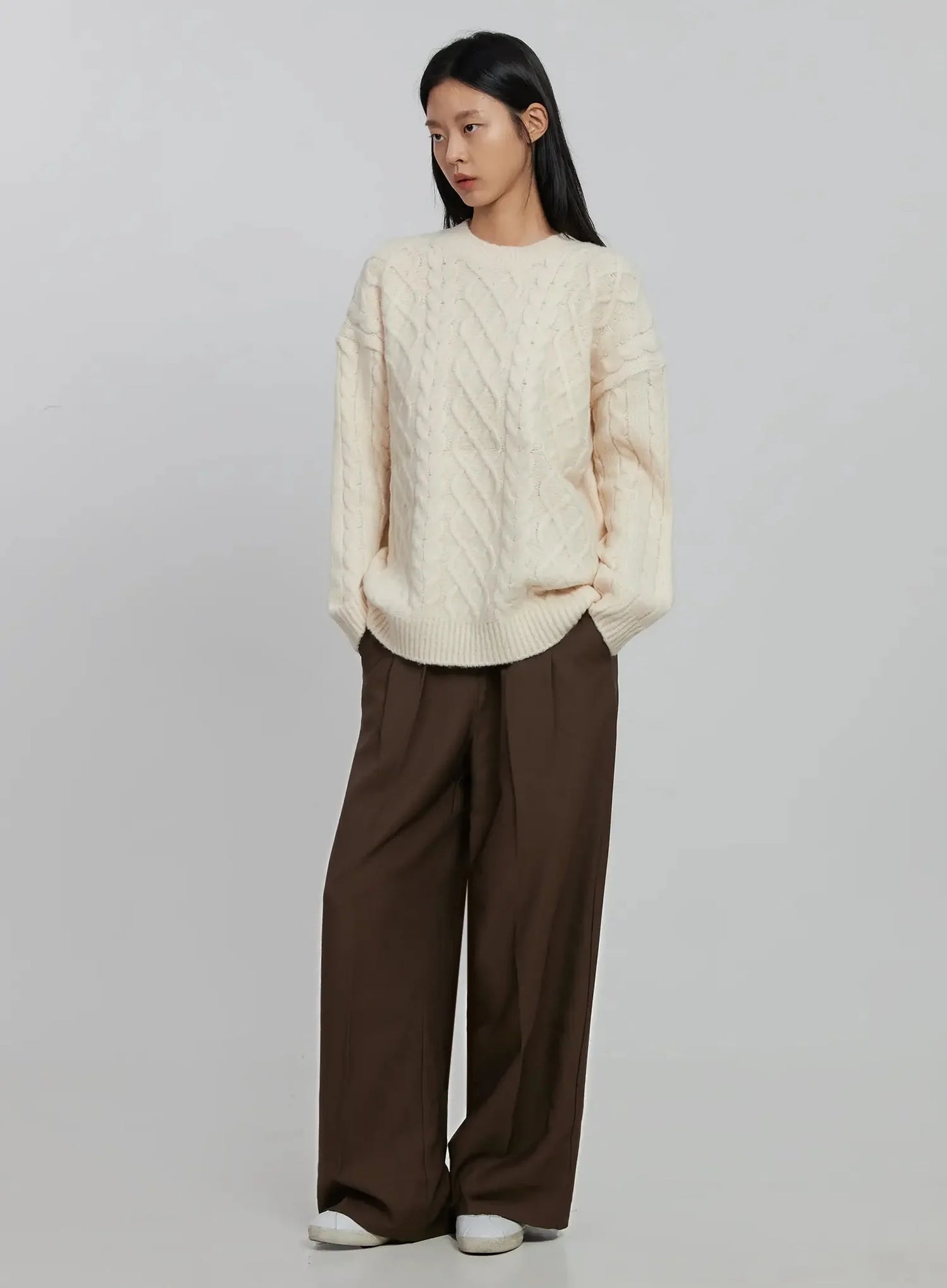 Cable Knit Crew Neck Sweater ID516