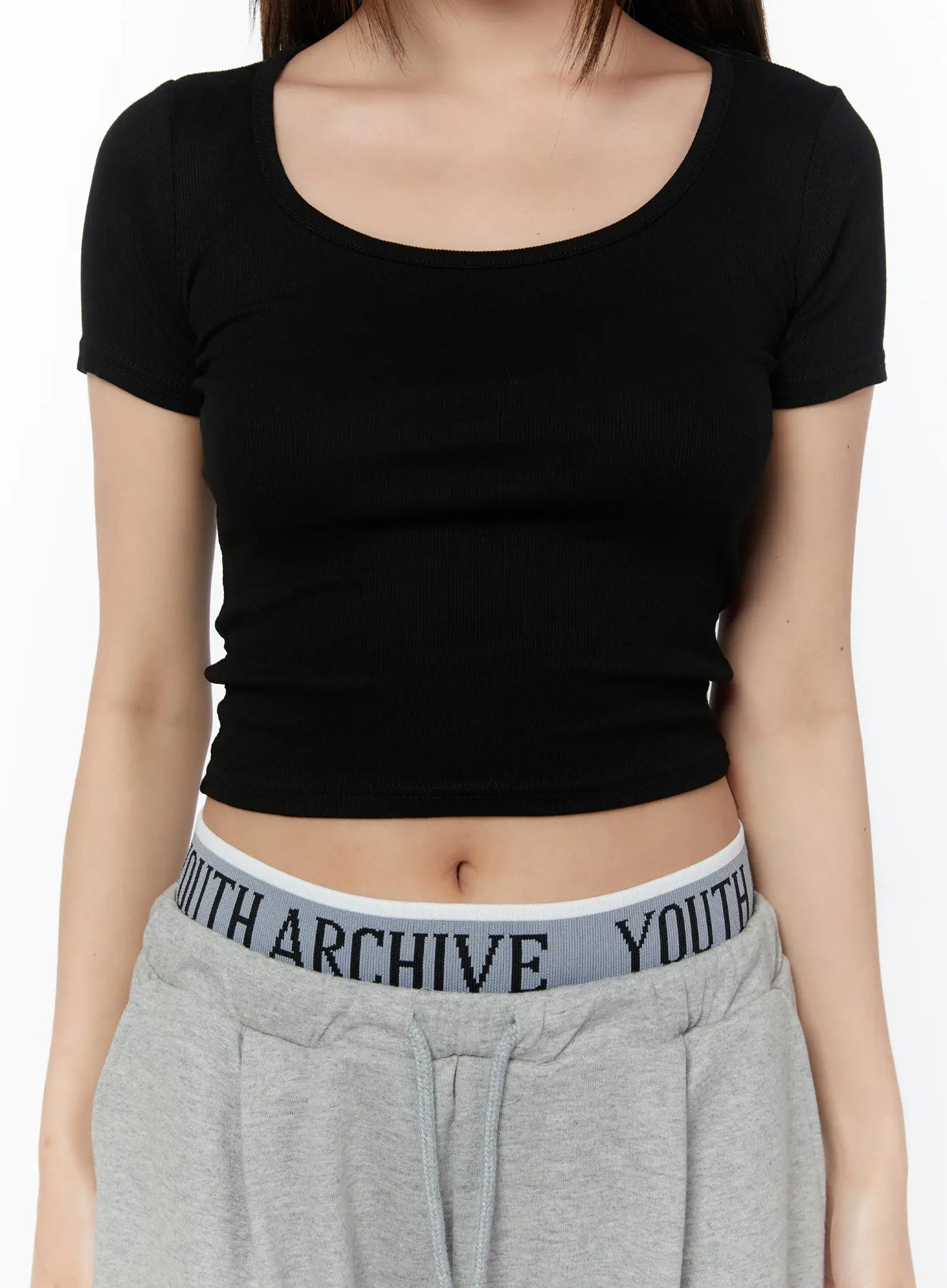 Basic U-Neck Crop Tee CY518
