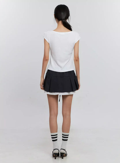 Cap Sleeve Bow Tie Top IS516