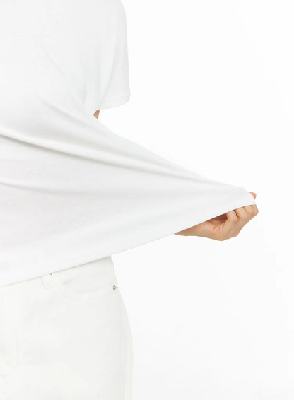 Basic Mock Neck Short Sleeve Top CJ507