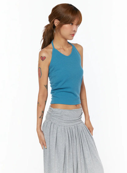 Basic Ribbed Halter Top CU518