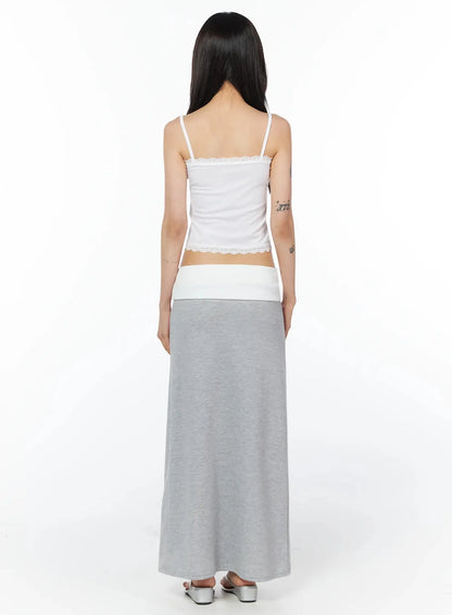 Casual Foldover Maxi Skirt IU509
