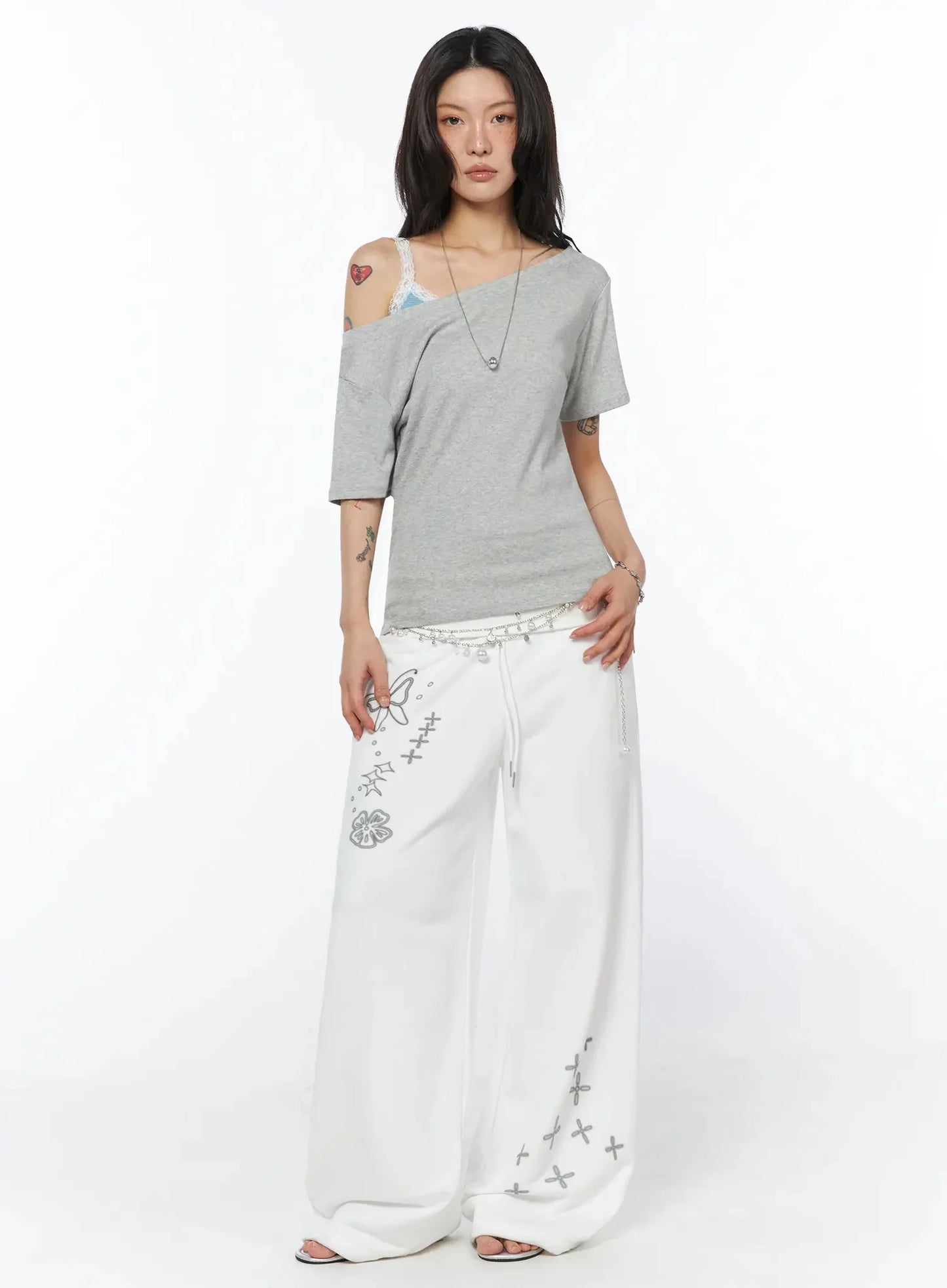 Casual One-Shoulder Oversized Tee IU508
