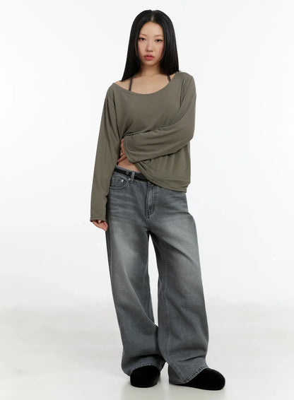 Casual Fleece Loose Fit Long Sleeve Tee ID526