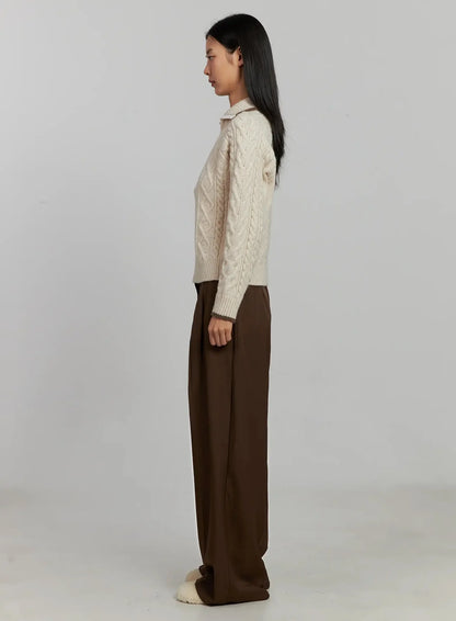 Brown Pleated Slacks IJ505