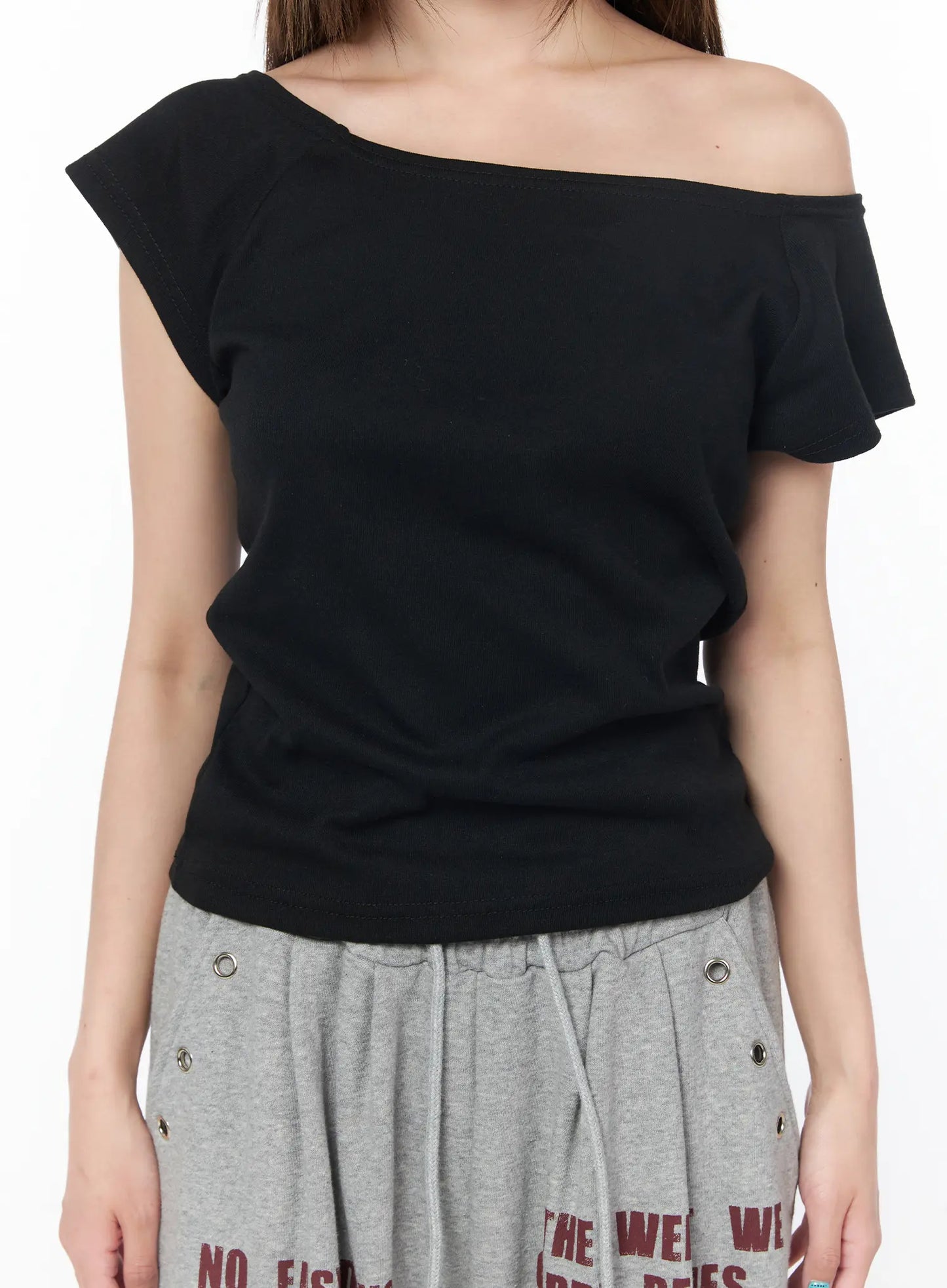 Basic Boat Neck Short Sleeve Tee CY529