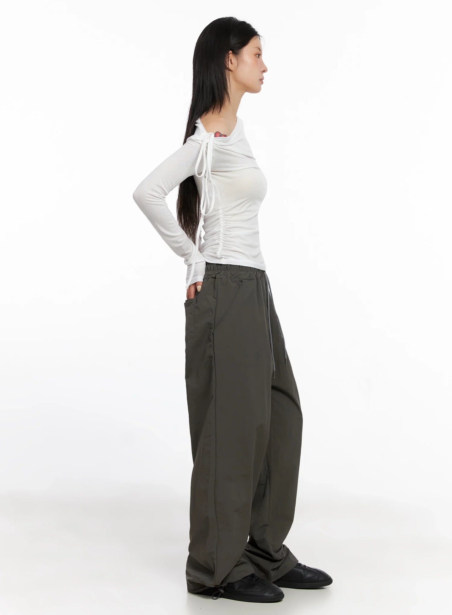 Asymmetric Cut-Out Long Sleeve Top IS515