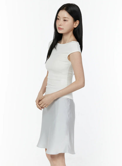 Boat Neck Short Sleeve Top IU505