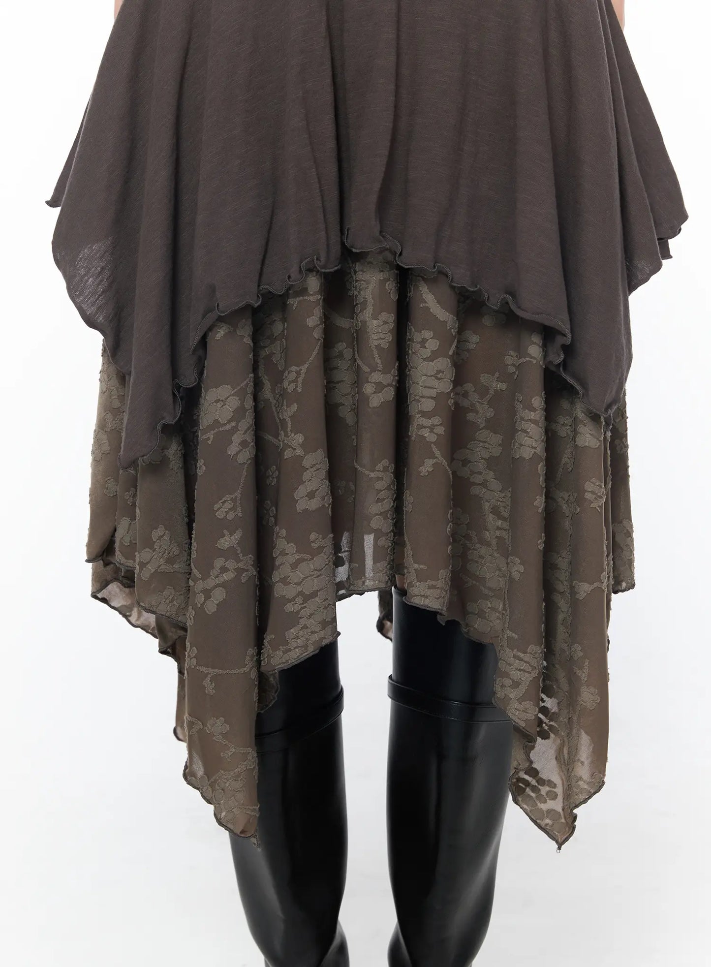 Asymmetric Floral Midi Skirt CY513
