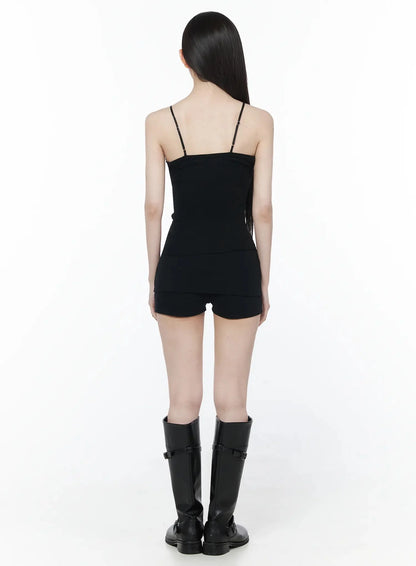 Button Accent Mini Shorts IU512