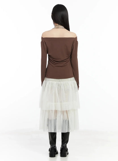 Chiffon Layered Midi Skirt IM523