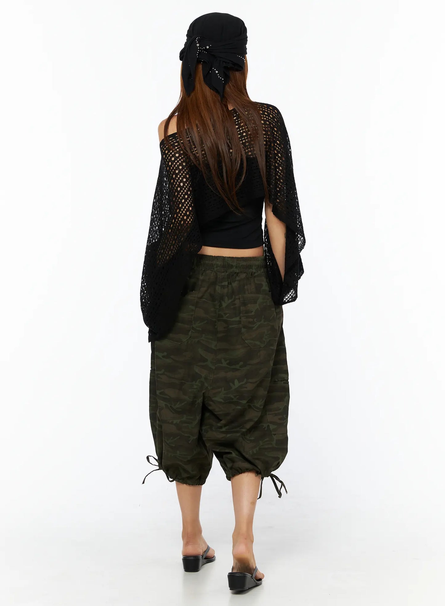 Camouflage Drawstring Wide Shorts CU517