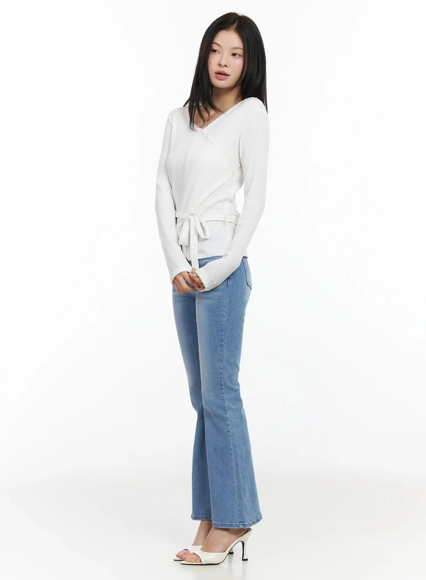 Chic V-Neck Ribbed Knit Top Set IM524