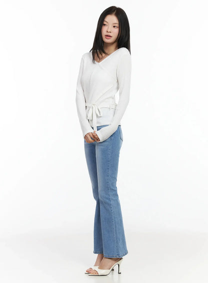 Chic V-Neck Ribbed Knit Top Set IM524