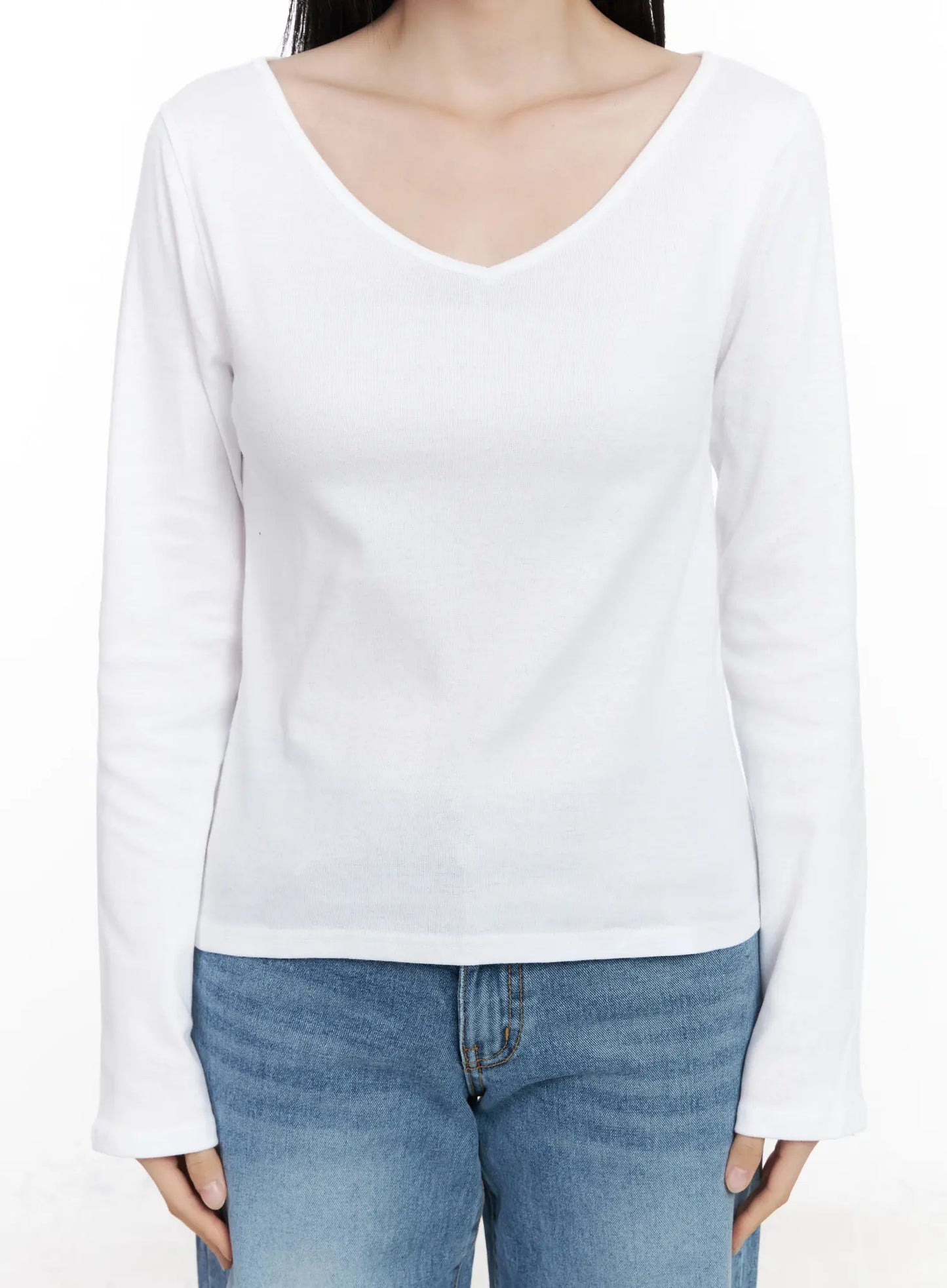 Basic V-Neck Long Sleeve Tee CJ519