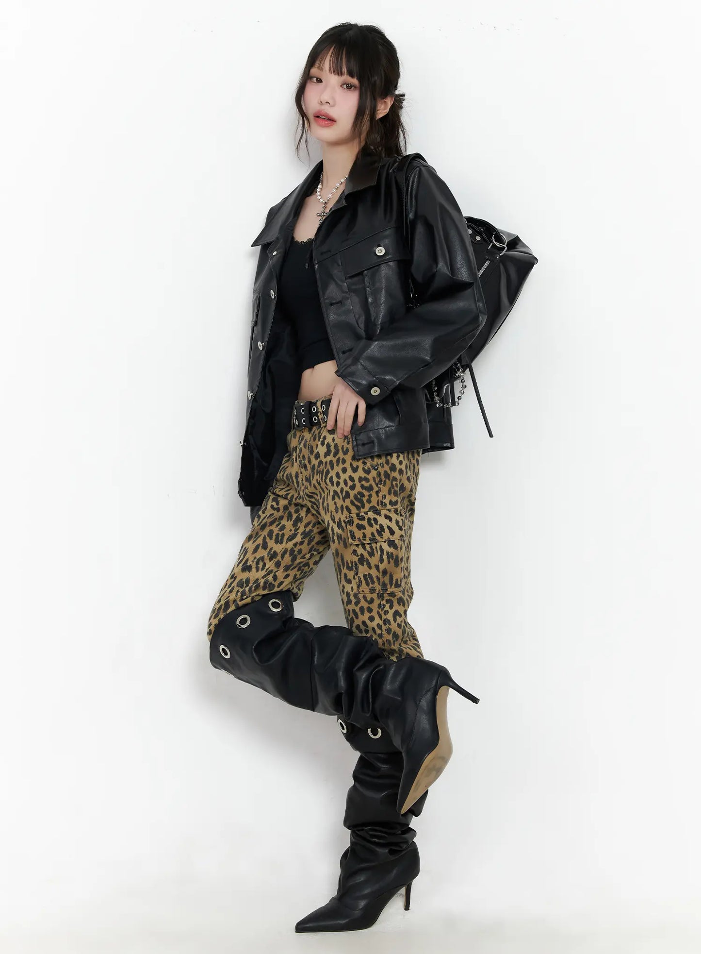 Animal Print Bootcut Pants CM526