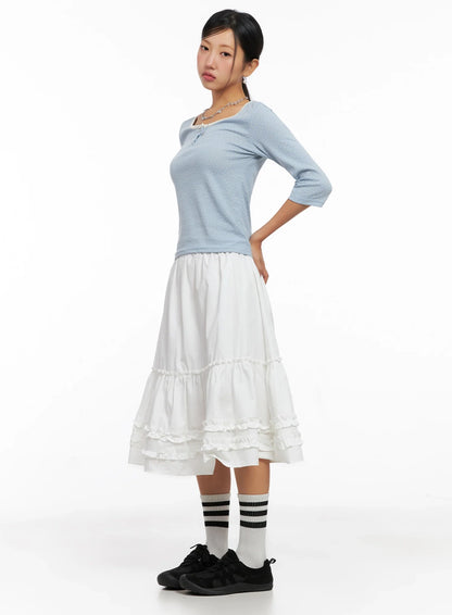 3/4 Sleeve Round Neck Tee IG527