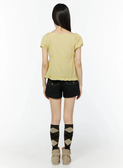 Black Cargo Pocket Shorts IU518
