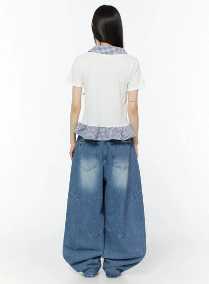 Celie Baggy Pin-Tuck Jeans CU515